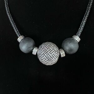 Brighton Braided Leather Necklace with Silver Plated